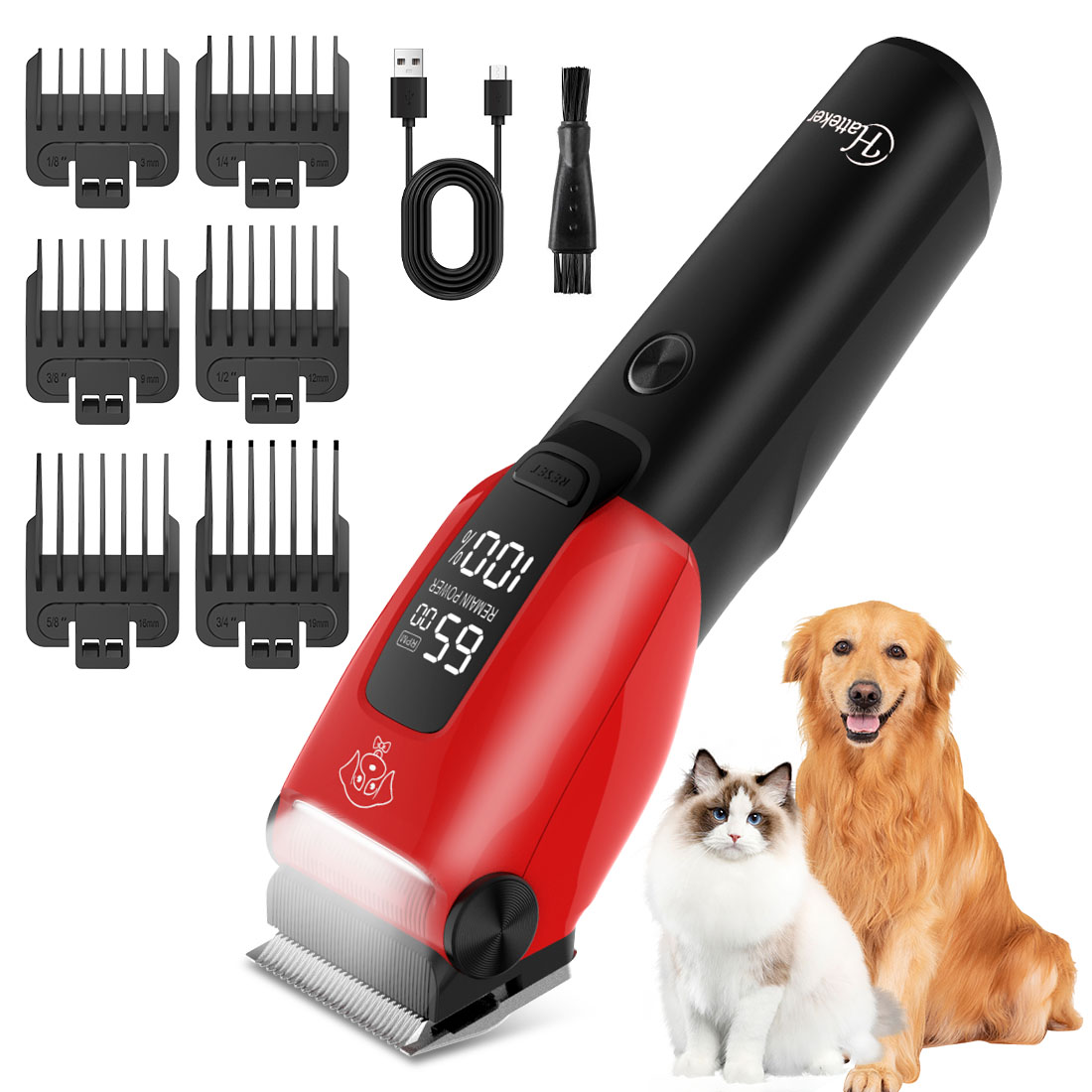 Hair Clipper Professional - Hatteker Elektrische Honden- en Kattenhaarschijfmachine Professionele