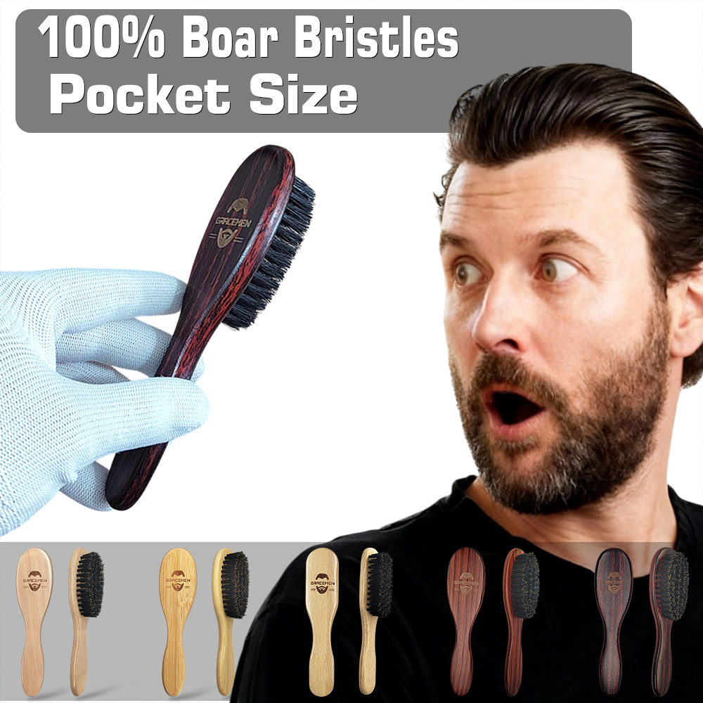 Men'S Grooming Pictures - Mini baardborstel met zwijnenhaar voor mannen
